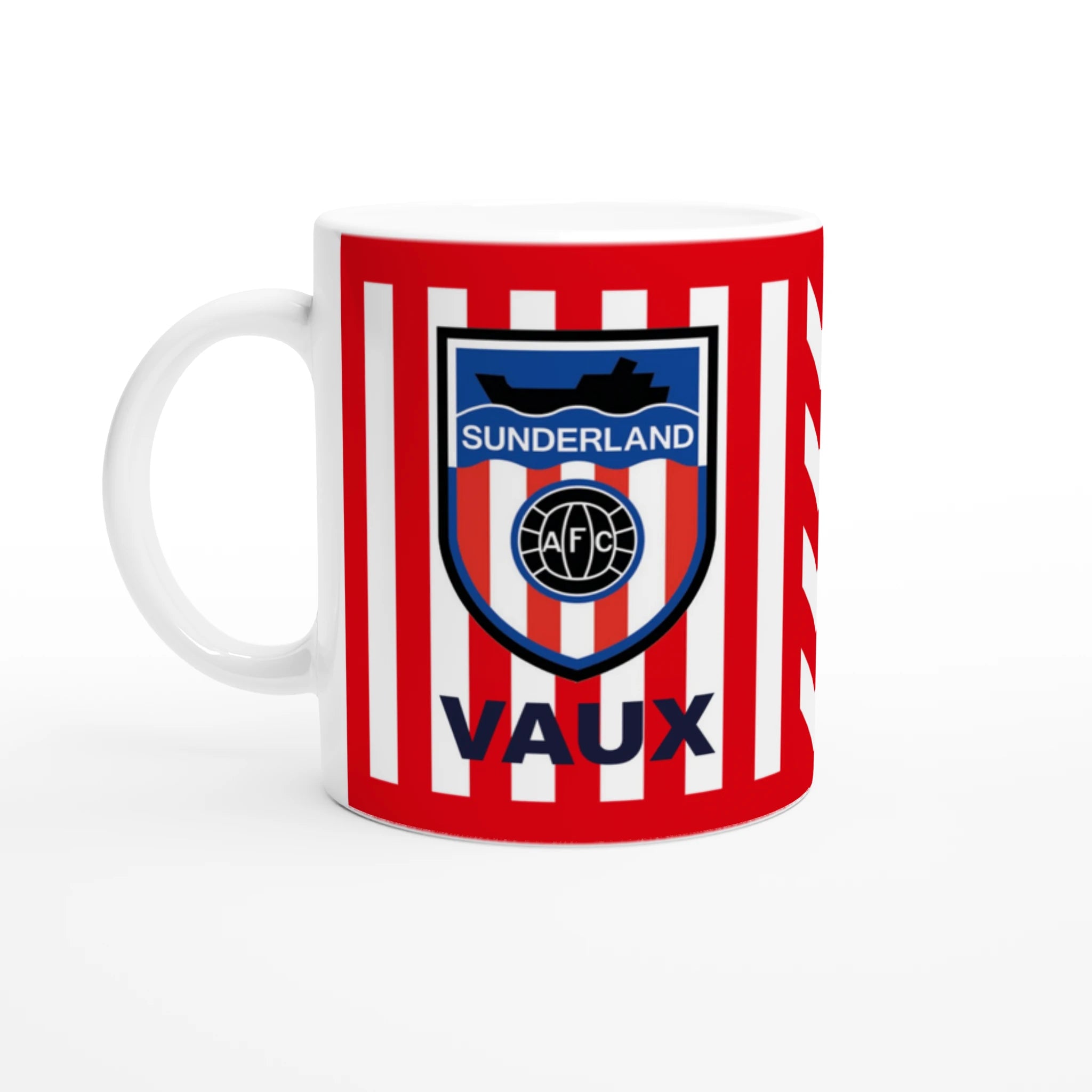 Unofficial Sunderland mug, influenced by the 1988-91 home kit  White 11oz Ceramic Mug
