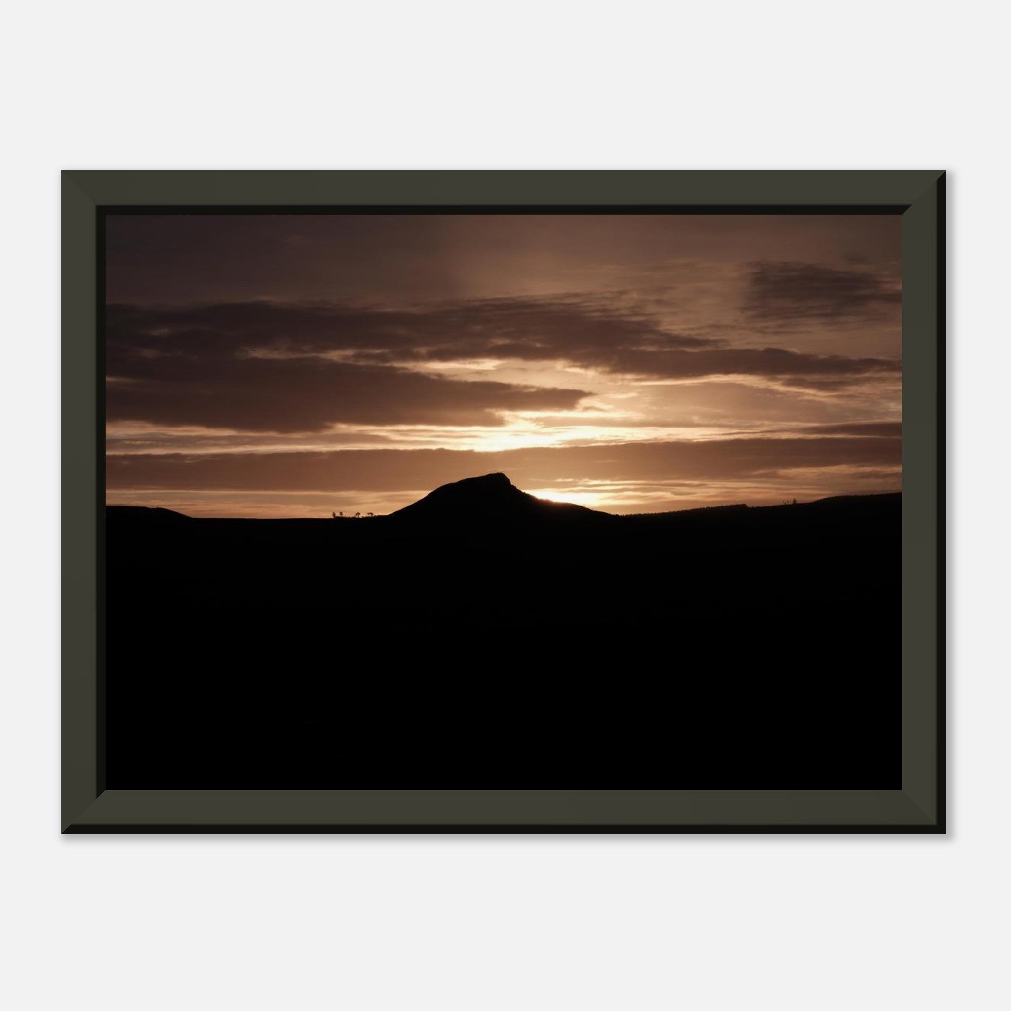 Roseberry Topping at sunrise, taken from Flatts Lane Country Park - Museum-Quality Matte Paper Metal Framed Poster