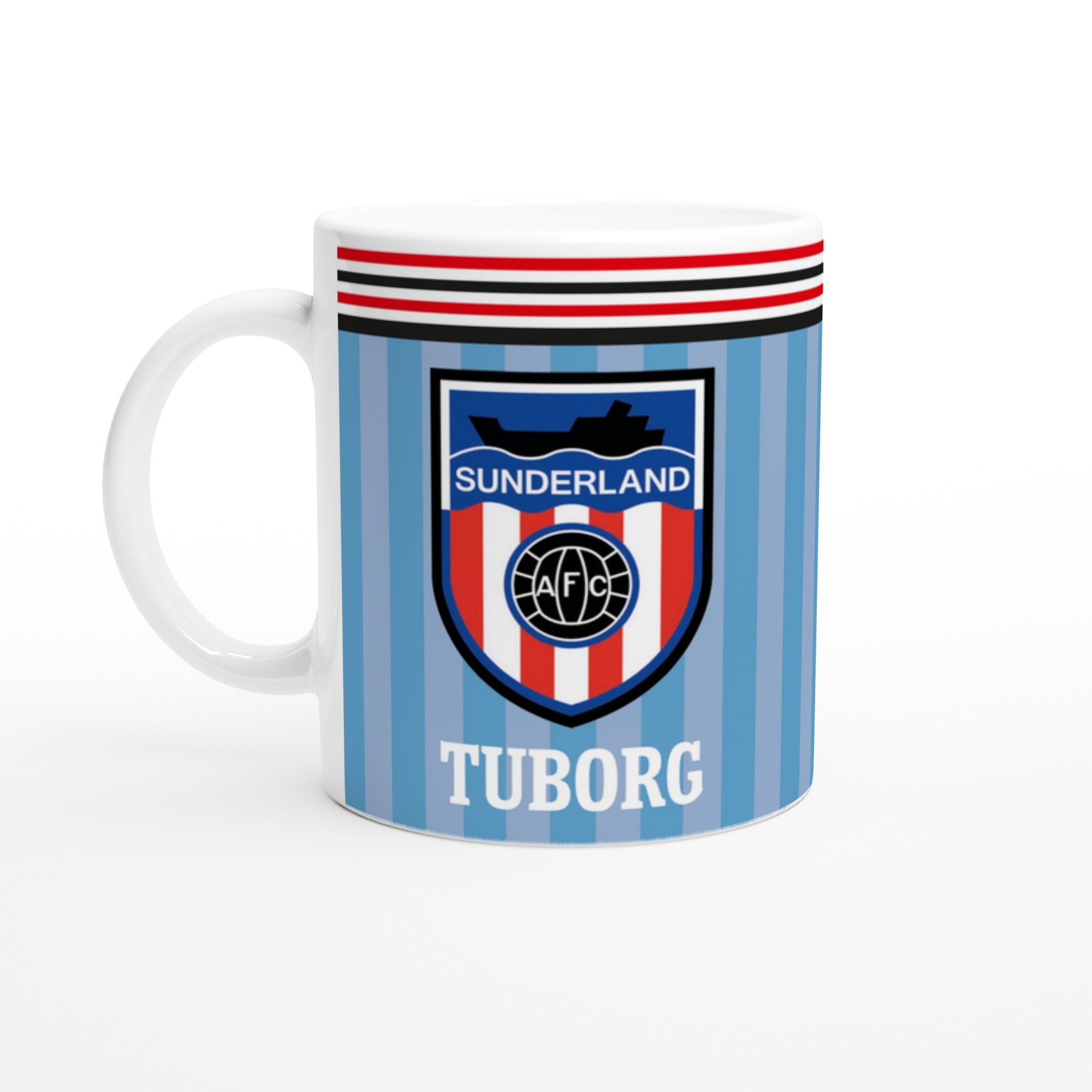 Unofficial Sunderland mug, influenced by the  1986-88 Tuborg kit - White 11oz Ceramic Mug