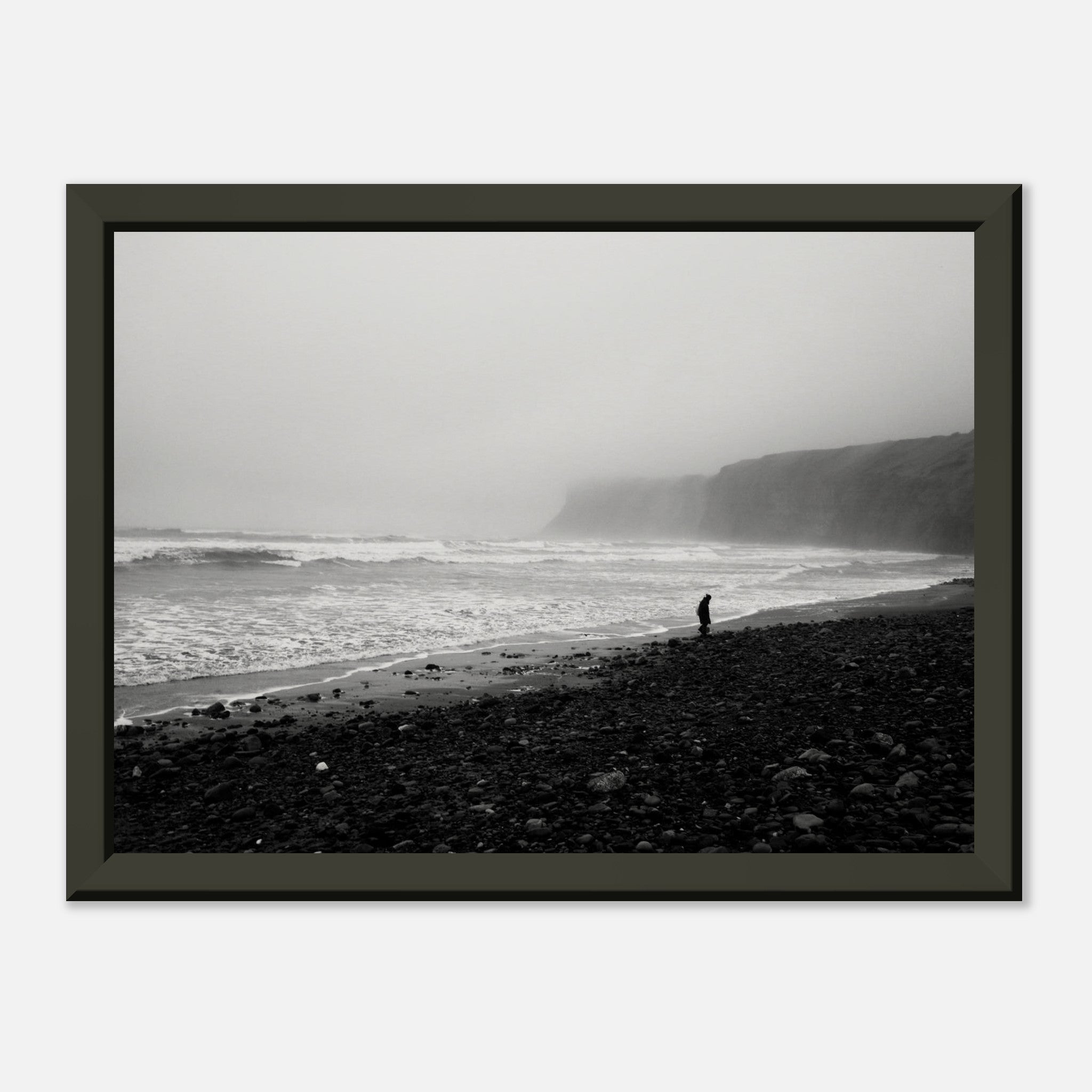 Saltburn, looking towards Huntcliff on a stormy day - Museum-Quality Matte Paper Metal Framed Poster