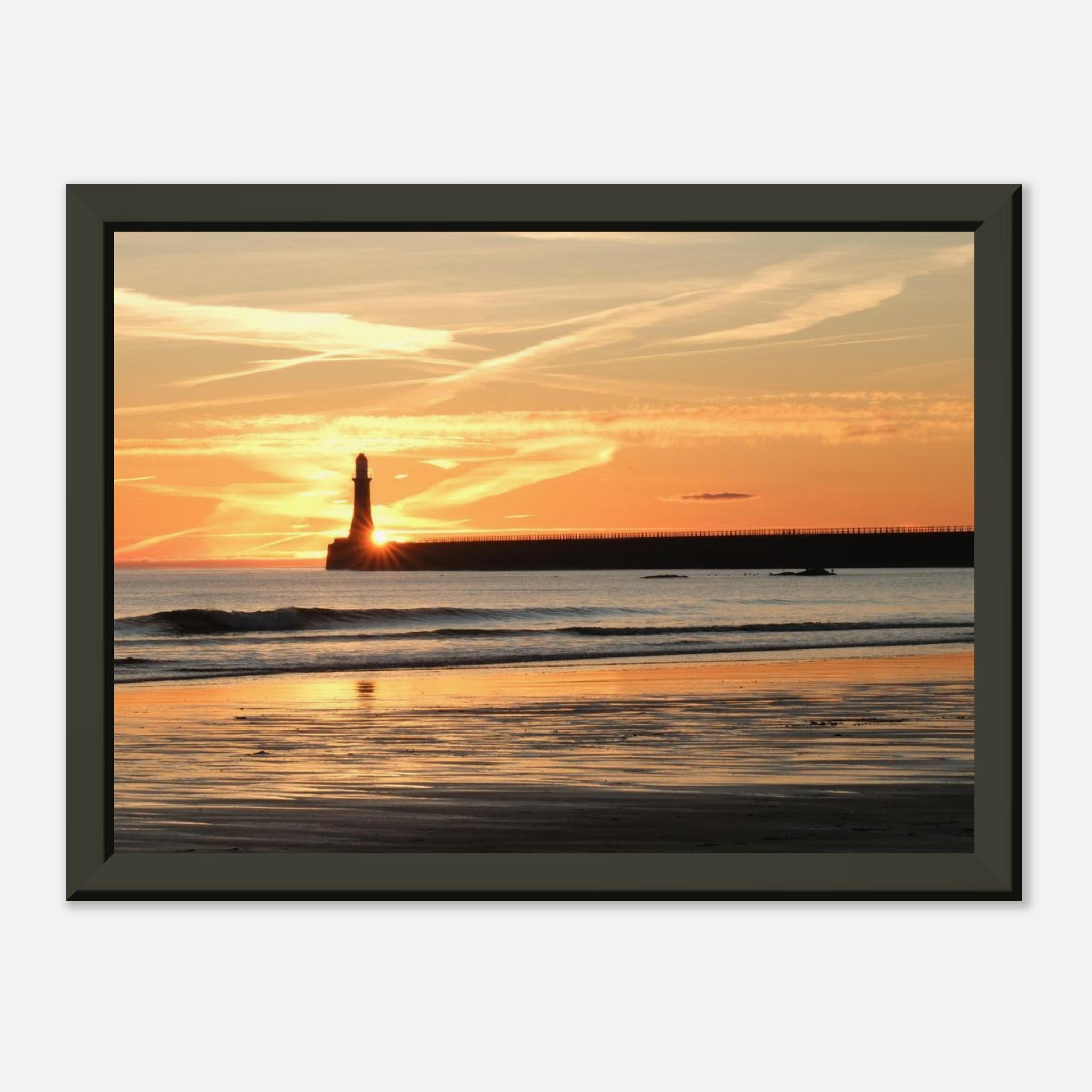 Calm sunrise at Roker - Museum-Quality Matte Paper Metal Framed Poster