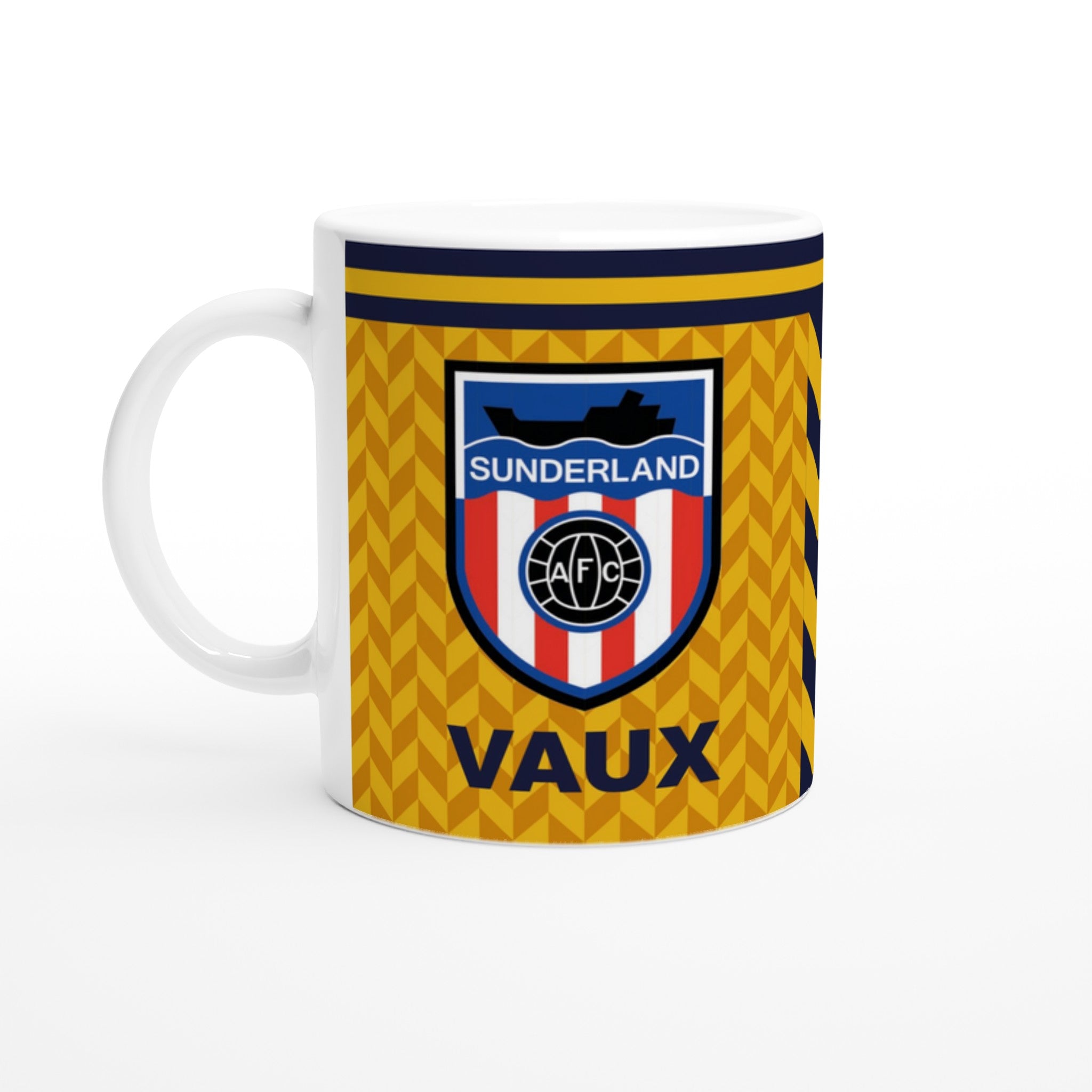Unofficial Sunderland mug, influenced by the  1988-91 Third Kit - White 11oz Ceramic Mug